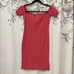 Heart Hips Red and White Striped Mini Dress